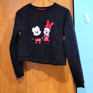 Disney Mickey and Minnie Black Crop Top sweatshirt Size M